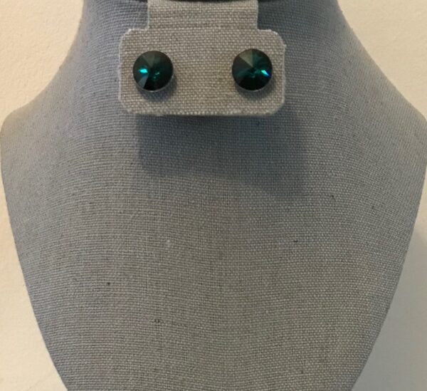 Chaton, Swarovski Emerald Rivoli Crystal Stud Post Earrings