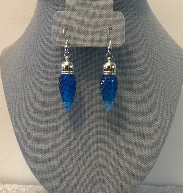 Elegant Snowy Faceted Blue Sheath Dangle Earrings, 1OAKG