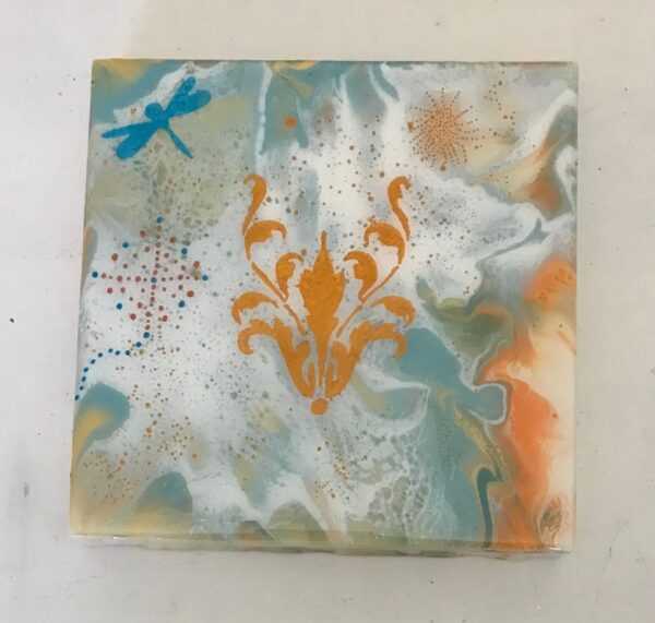 Acrylic Fluid Art Painting on a Gesso Wood Panel with a Resin Finish, 1OAKG