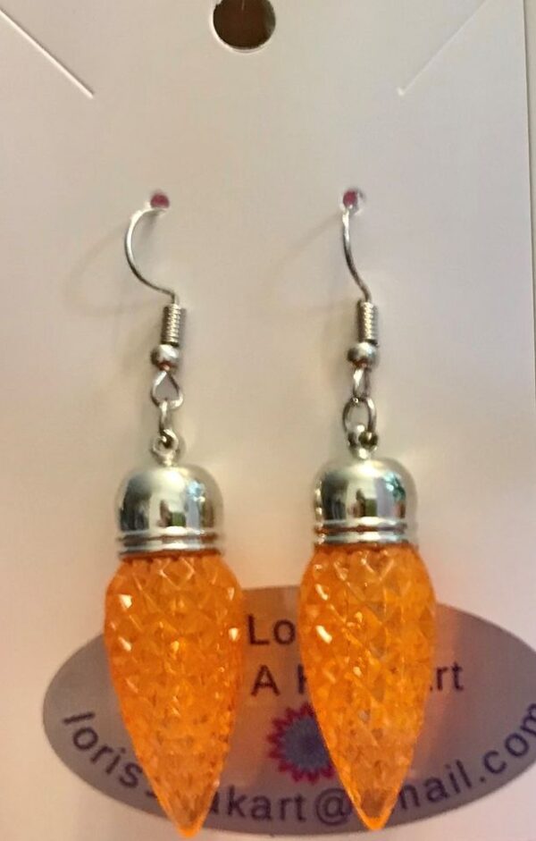 Elegant Faceted Orange Sheath Dangle Earrings