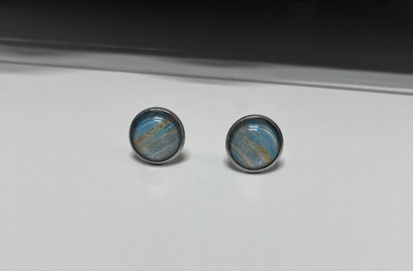 Beachy Fluid Art in Silver Post Studs, 1OAKG