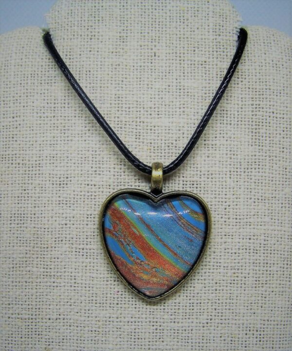 Turquoise & Copper Fluid Art Pendant Necklace, 1OAKG