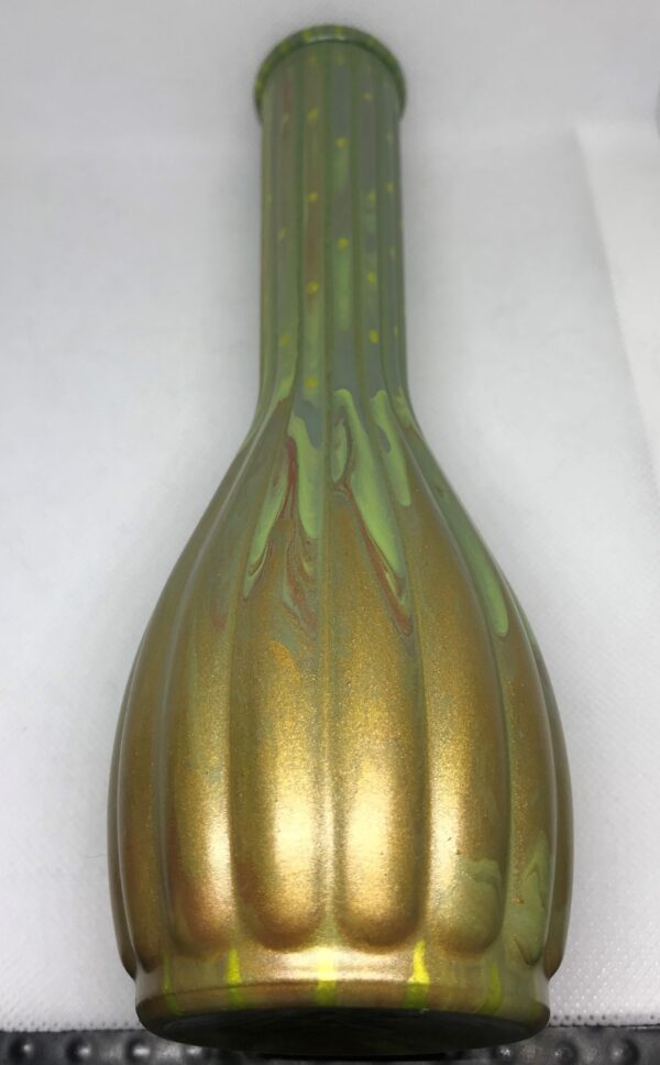 Unique Gold & Light Green Glass Flower Vase, 1OAKG