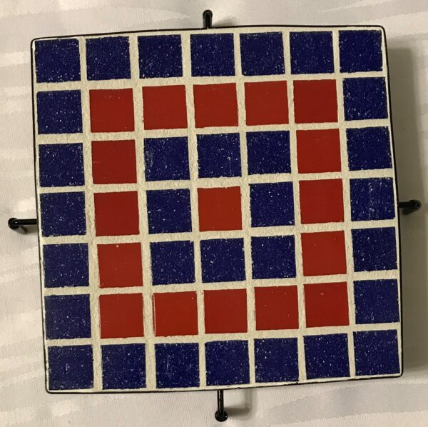 6" Patriotic Mosaic Red, White & Blue Tile Trivet/Hotplate, 1OAKG