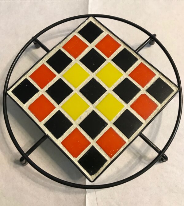 Mosaic Black, Orange & Yellow Tile Trivet/Hotplate, 1OAKG