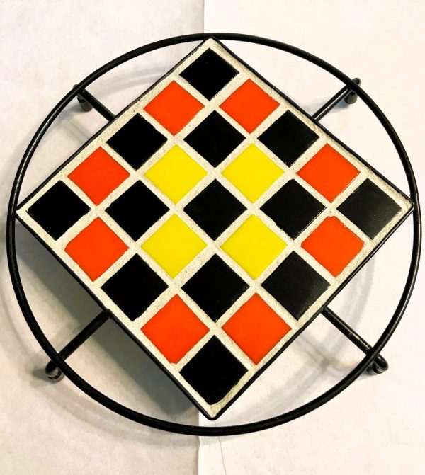 Mosaic Black, Orange & Yellow Tile Trivet/Hotplate, 1OAKG