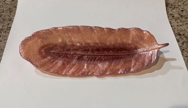 Shimmering Peach Resin Feather Jewelry/Candy Dish/Trinket Tray/Spoon Rest, 1OAKG