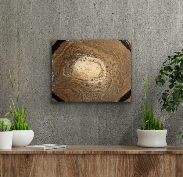 Glow-in-the-Dark Tree Ring Abstract Acrylic Fluid Art Painting on 14X11 inch, 1OAKG