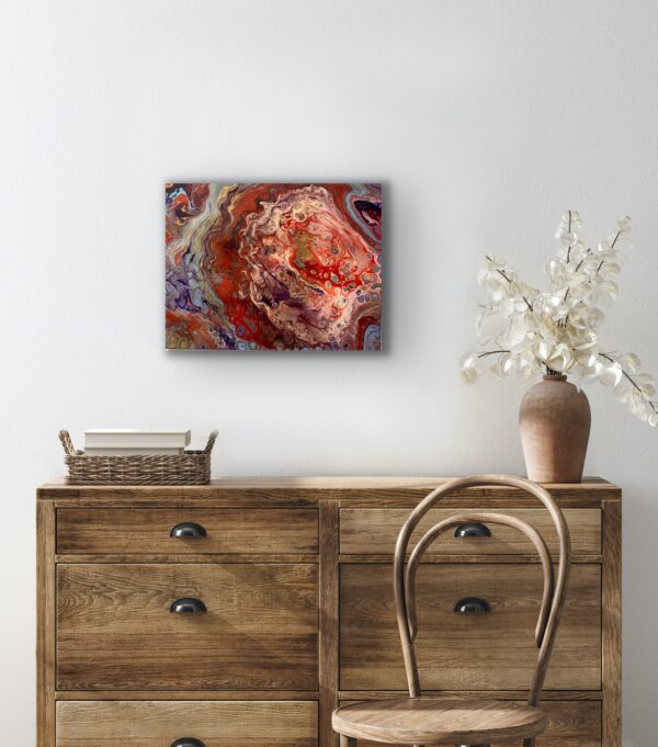 Potful of Colors Abstract Acrylic Fluid Art Painting on 14X11 inch, 1OAKG