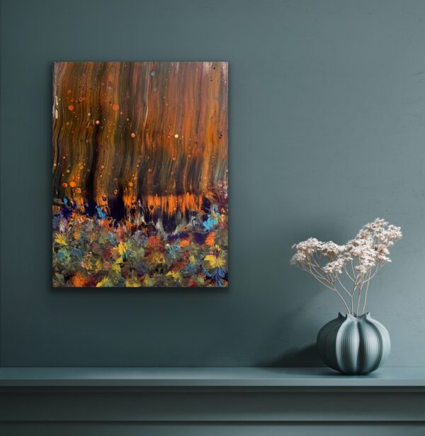 Raining Pansies Abstract Acrylic Fluid Art Painting on 14X11 inch, 1OAKG