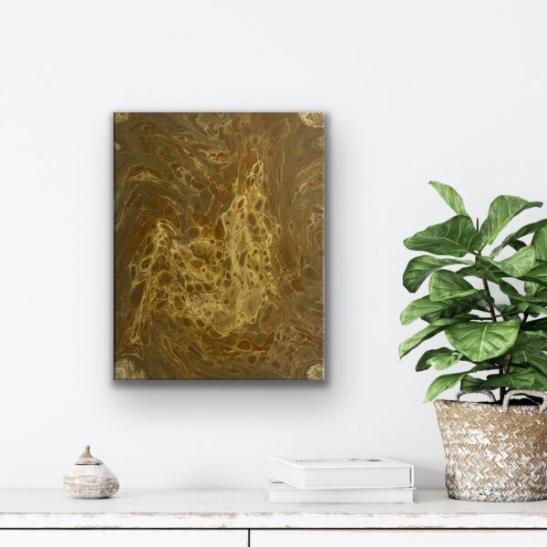 Sitting in Peace Abstract Acrylic Fluid Art Painting on 14X11 inch, 1OAKG