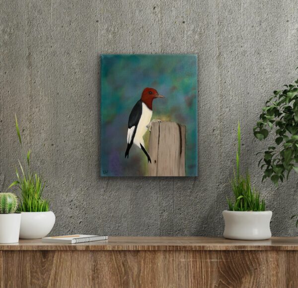 Red-Headed Woodpecker Oil Painting on 14X11 inch, 1OAKG
