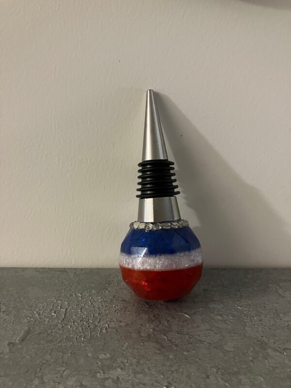 Red, White & Blue Resin Wine Stopper with More Bling, 1OAKG