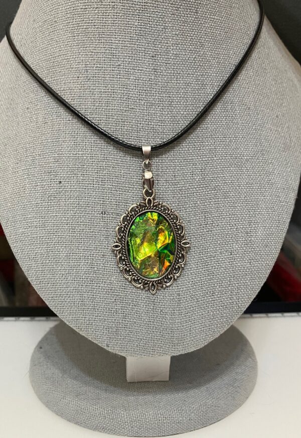 Opalescent Yellow & Multicolor Pendant Necklace, 1OAKG