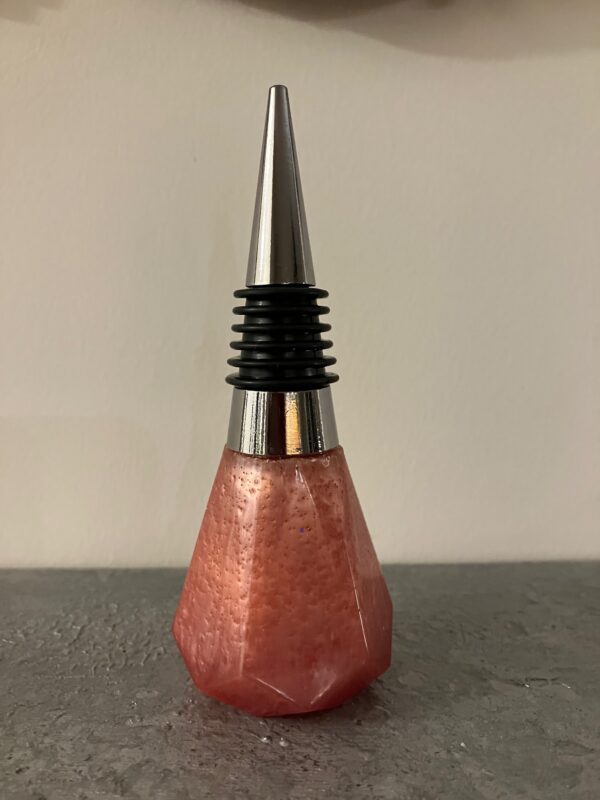 Peachy Pink Resin Wine Stopper #1, 1OAKG