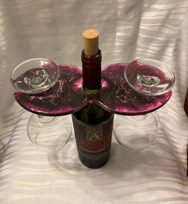 Purple Wine Butler or Champagne Caddy | Resin Wine Glass Holder | Resin Art, 1OAKG