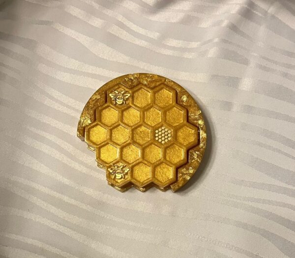 Honey Honeycomb Resin Coaster Set of 4 with Holder, 1OAKG