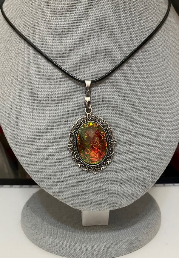 Opalescent Orange & Multicolor Pendant Necklace, 1OAKG