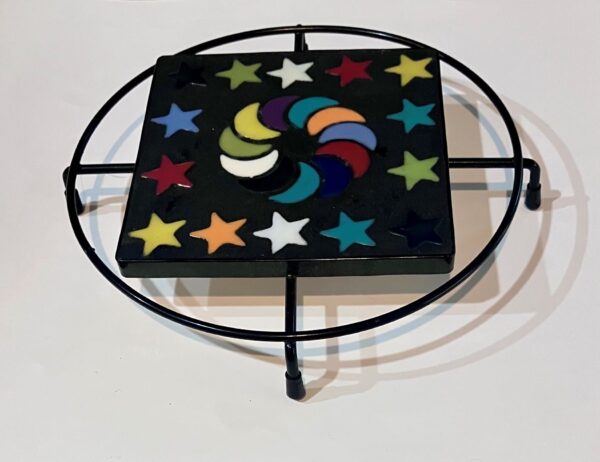 Moons & Stars Iridized Mosaic Tile Trivet/Hotplate or Table/Wall Art, 1OAKG