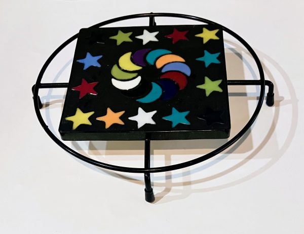 Moons & Stars Iridized Mosaic Tile Trivet/Hotplate or Table/Wall Art, 1OAKG