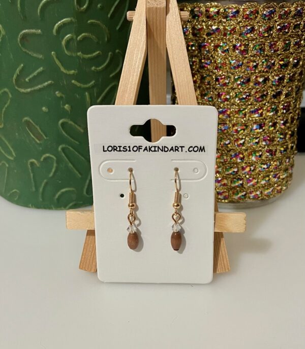 Crystal and Wood Bead Dangling Earrings