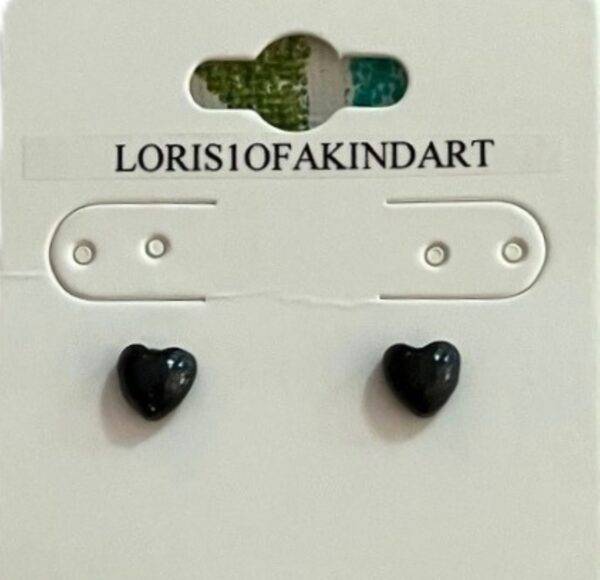 Onyx Heart Resin Post Earrings