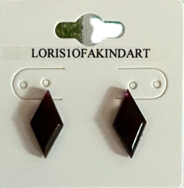 Deep Dark Purple Rhombus Resin Post Earrings, 1OAKG
