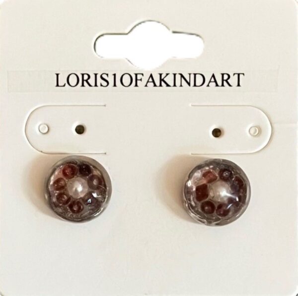 Pearl & Purple Beaded Resin Post Earrings, 1OAKG