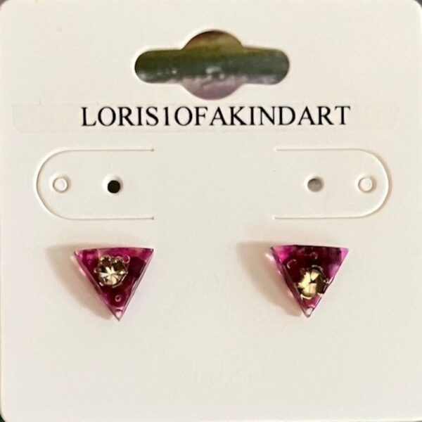 Up and Down Diamond & Dark Purple Triangle Resin Post Earrings, 1OAKG