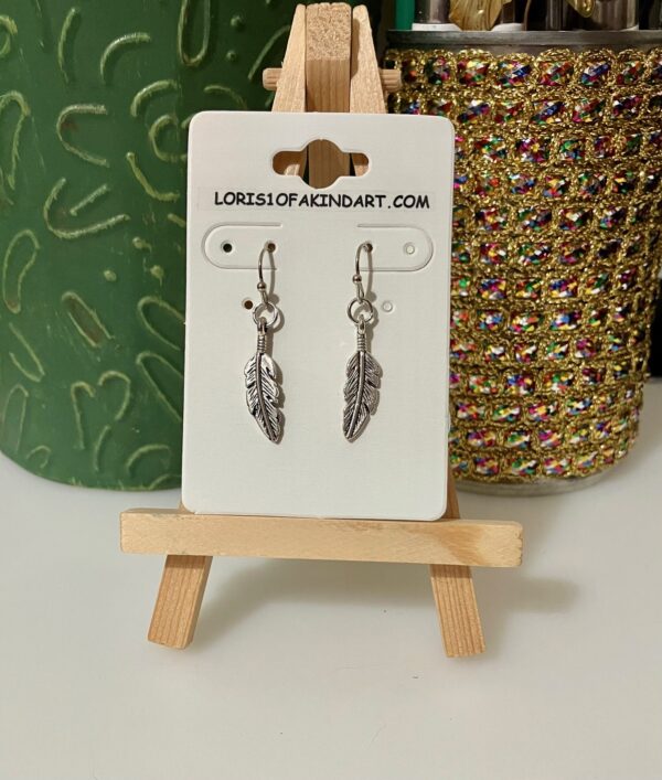 Silver Feather and Ring Dangle Earrings