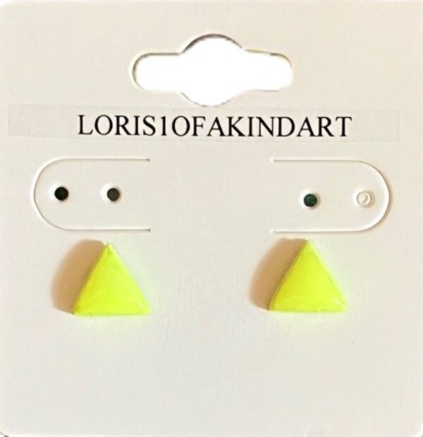 Florescent Yellow Triangle Resin Post Earrings, 1OAKG