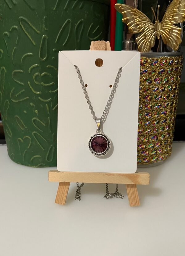 Swarovski Crystal Amethyst Purple Rope Design Rivoli Pendant Necklace