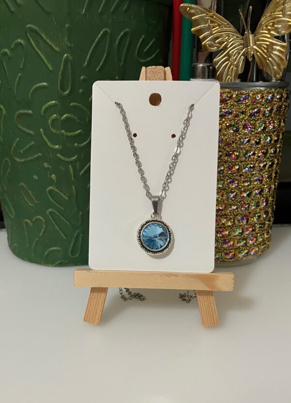 Swarovski Crystal Aquamarine Blue Rope Design Rivoli Pendant Necklace
