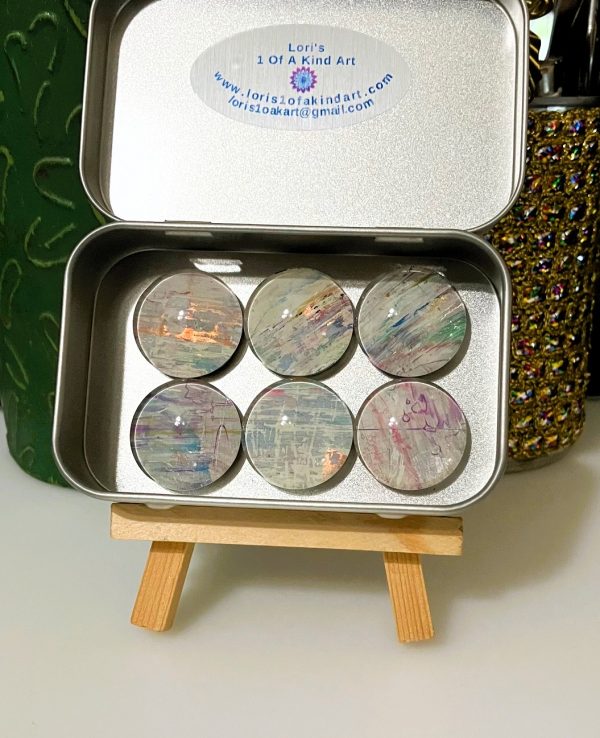 Copper, White & Assorted Colors Fluid Art Magnet Set of 6, 1OAKG