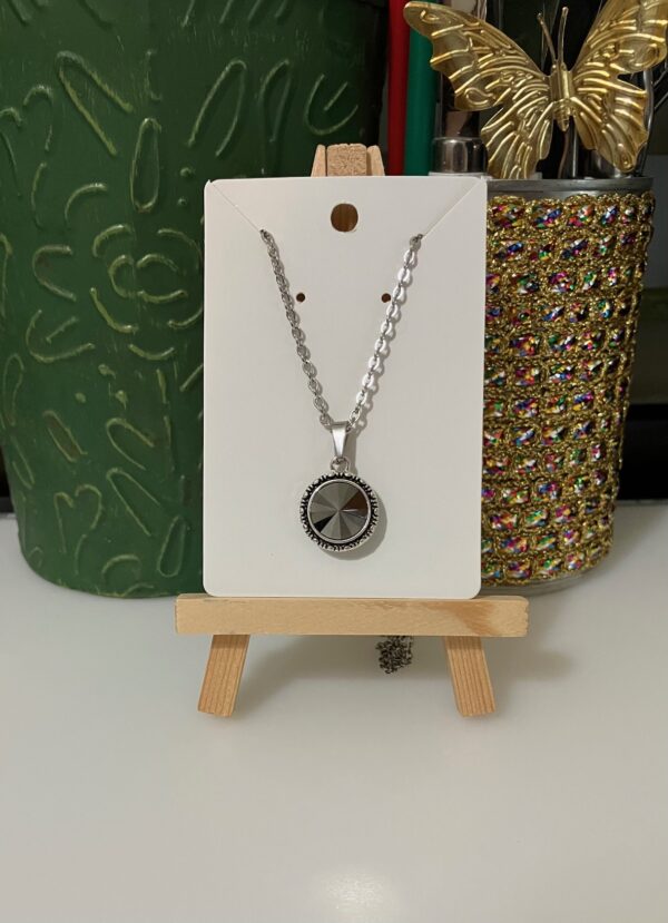 Swarovski Crystal Hematite Rope Design Rivoli Pendant Necklace