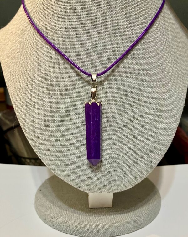 Purple Shimmery Crystal with Flower Cap Pendant Necklace, 1OAKG