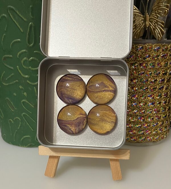 Gold & Purple Fluid Art Magnet Set of 4, 1OAKG