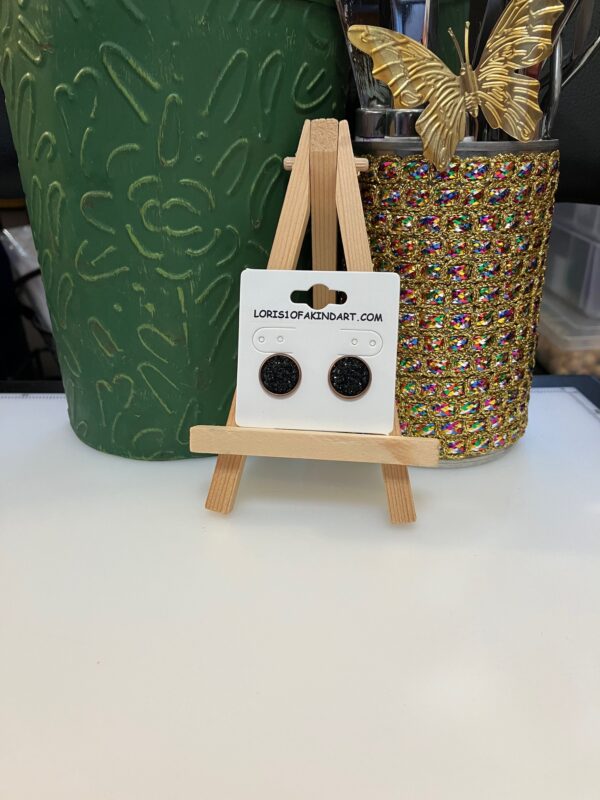 Black Faux Druzy Earring on Copper Studs