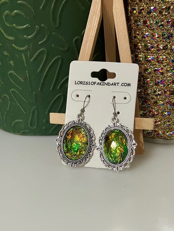 Opalescent Green Multicolor Dangle Earrings, 1OAKG