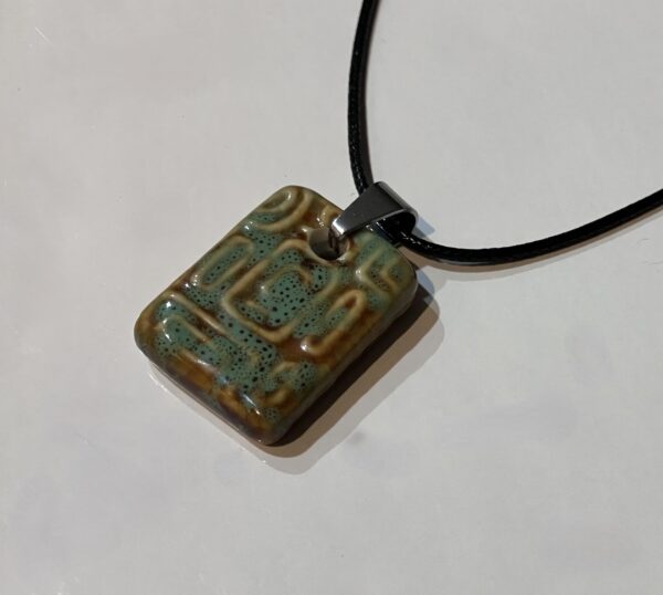 Brown Honey and Minty Green Porcelain Pendant Necklace, 1OAKG