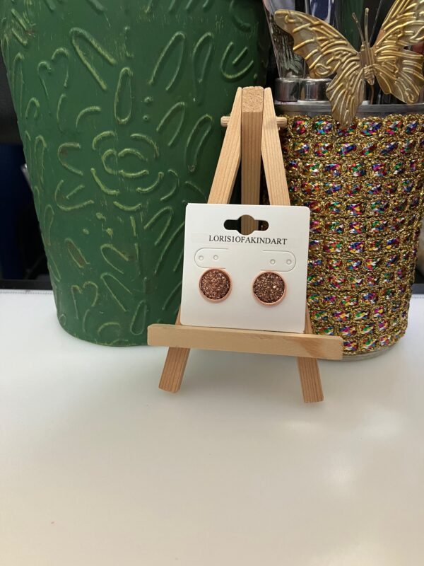 Gold Faux Druzy Earring on Rose Gold Studs