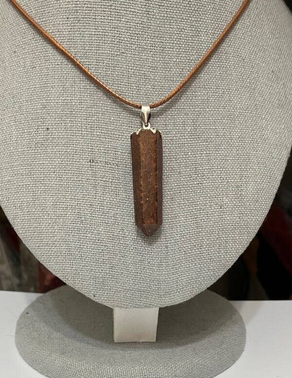 Brown Shimmery Crystal with Flower Cap Pendant Necklace, 1OAKG