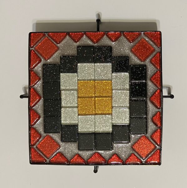 6" Mosaic Target Glittery Glass Tile Trivet/Hotplate, 1OAKG