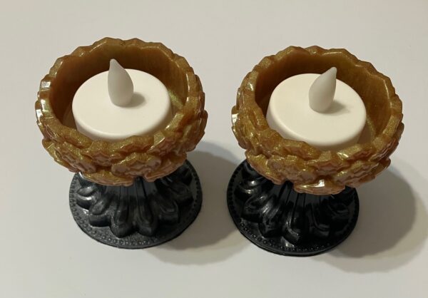 Chameleon Golden Lotus Flower Tea Light/Votive Candle Holder Set, 1OAKG