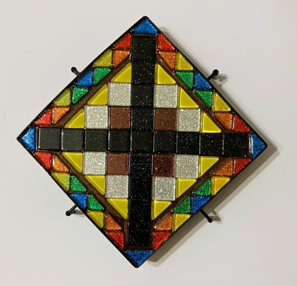 Colorful Mosaic Glitter Glass Tile Trivet/Hotplate, 1OAKG