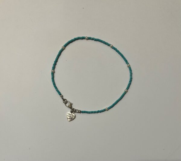 Beachy Minimalist Turquoise & Pearl Anklet 2