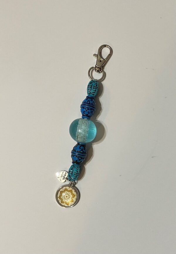 Beaded Keychains with Flower of Life Charm - Rearview Mirror, Keys, Purse, Diaper-bag, Backpack Dangle-1OAKG