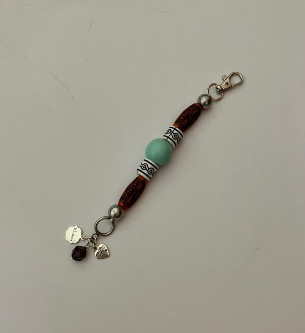 Beaded Keychains with Amethyst Bead & Silver Wisdom Charm - Rearview Mirror, Keys, Purse, Backpack Dangle-1OAKG