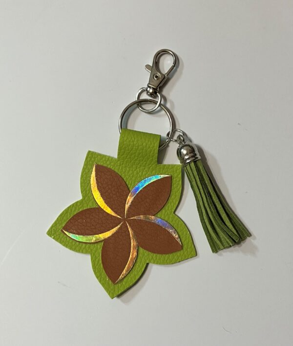 Floral Faux Leather Purse Charm/Keychain and Tassel-1, 1OAKG