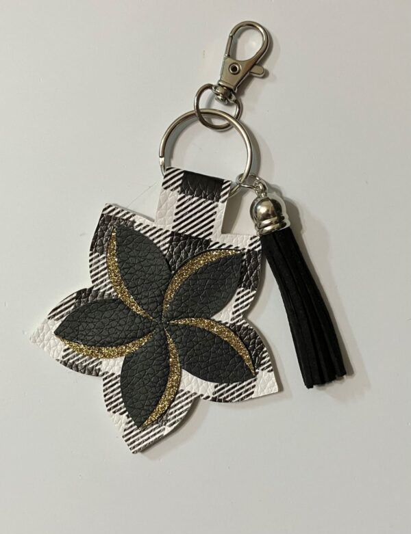Floral Faux Leather Purse Charm/Keychain & Tassel-2, 1OAKG